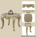 Gorsedd End Table, Marble Top & Golden Ivory Finish Acme
