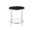 Virlana End Table, Faux Black Marble Top & Chrome Finish Acme
