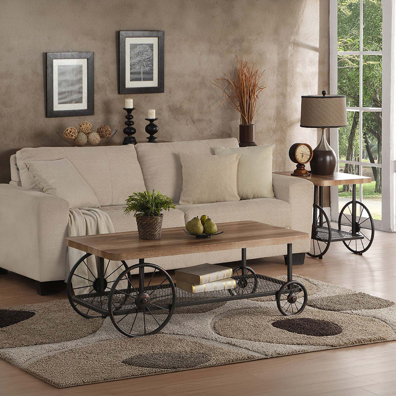 Francie End Table, Oak & Antique Gray Finish Acme