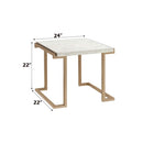 Boice II End Table, Faux Marble Top & Champagne Finish Acme