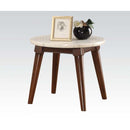 Gasha End Table, White Marble Top & Walnut Finish Acme