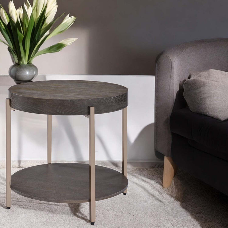 Weyton End Table, Light Brown & Champagne Acme