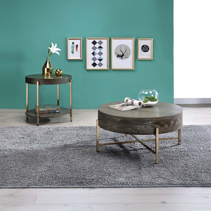 Weyton End Table, Light Brown & Champagne Acme