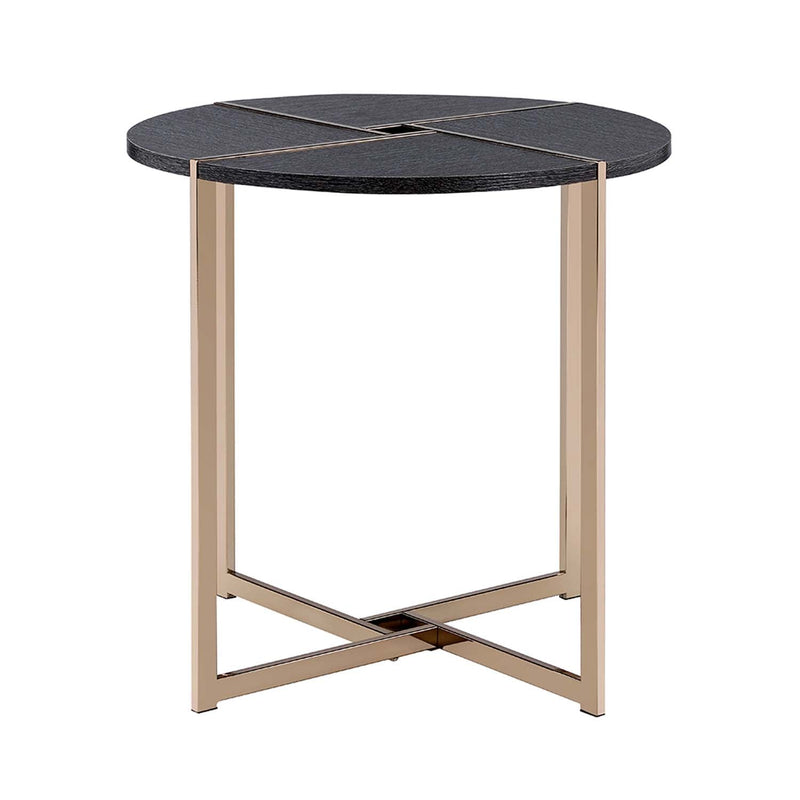 Bromia End Table, Black & Champagne Finish Acme