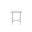 Brecon End Table, White Oak & Chrome Finish Acme