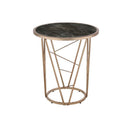 Cicatrix End Table, Faux Black Marble Glass Top & Champagne Finish Acme