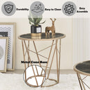 Cicatrix End Table, Faux Black Marble Glass Top & Champagne Finish Acme