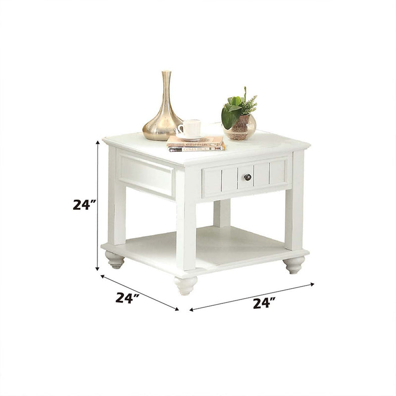 Natesa End Table, White Washed Finish Acme