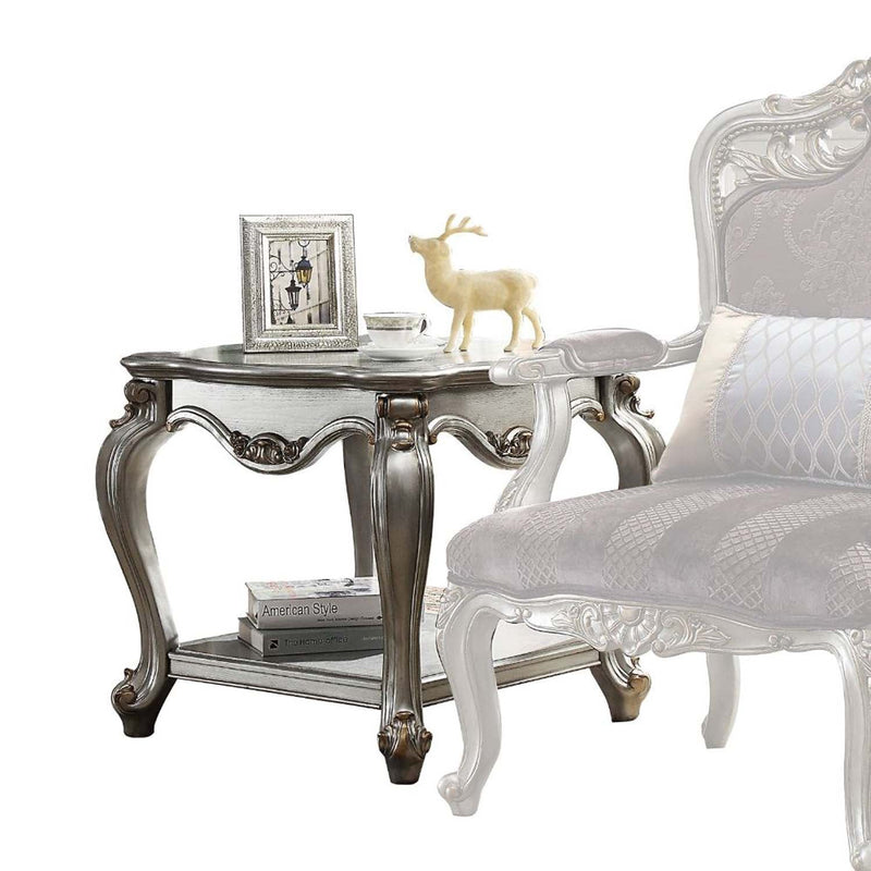Picardy End Table, Antique Platinum Finish Acme