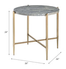 Tainte End Table, Faux Marble Top & Champagne Finish Acme