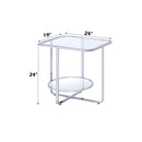 Hollo End Table, Glass & Chrome Finish Acme