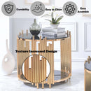 Tanquin End Table, Black Glass & Gold Finish Acme