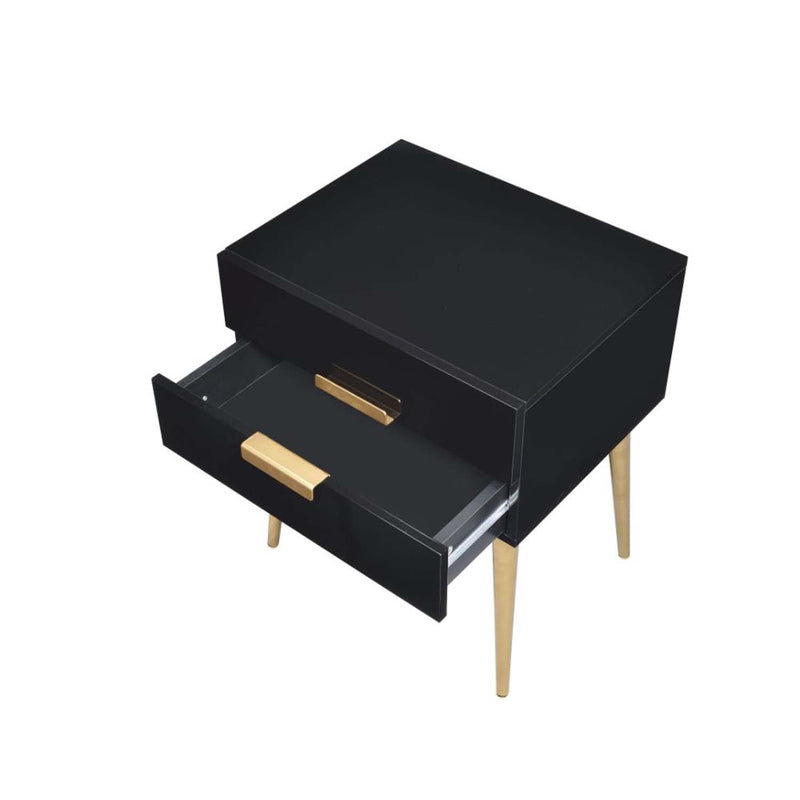 Denvor End Table, Black & Gold Finish Acme