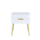 Denvor End Table, White & Gold Finish Acme