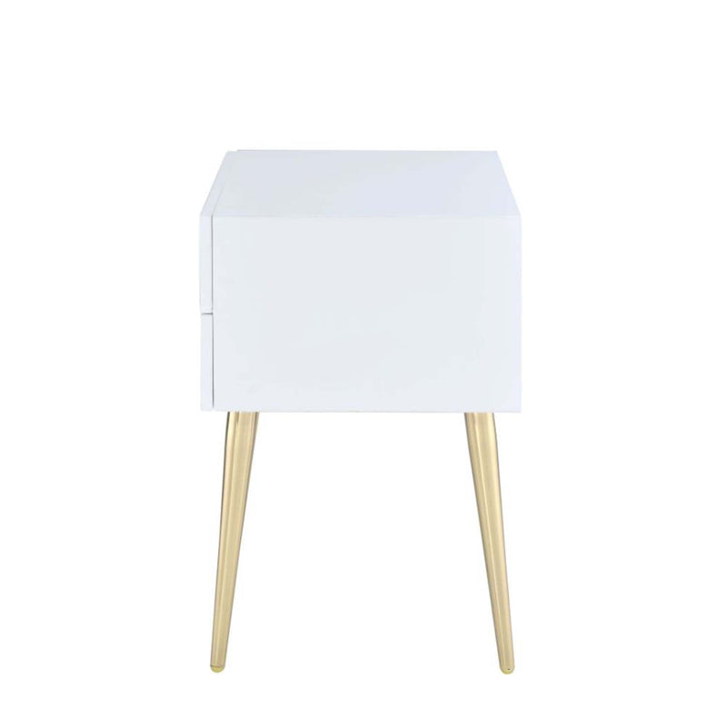 Denvor End Table, White & Gold Finish Acme
