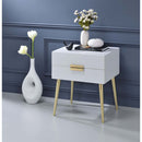 Denvor End Table, White & Gold Finish Acme