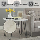 Telestis End Table, White Marble Top & Black Finish Acme