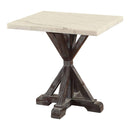 Romina End Table, White Marble Top & Weathered Espresso Finish Acme