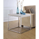 Snyder End Table, Engineered Stone Top & Chrome Finish Acme