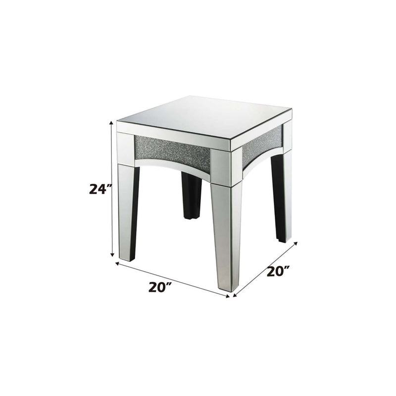 Noralie End Table, Mirrored & Faux Diamonds Acme