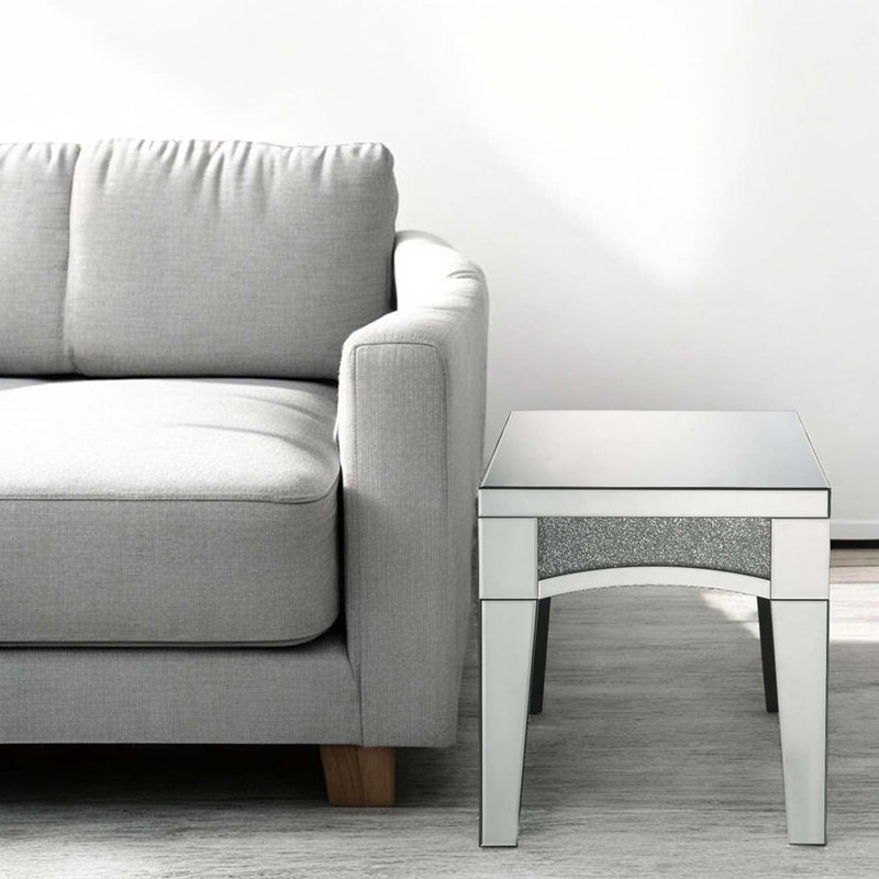 Noralie End Table, Mirrored & Faux Diamonds Acme