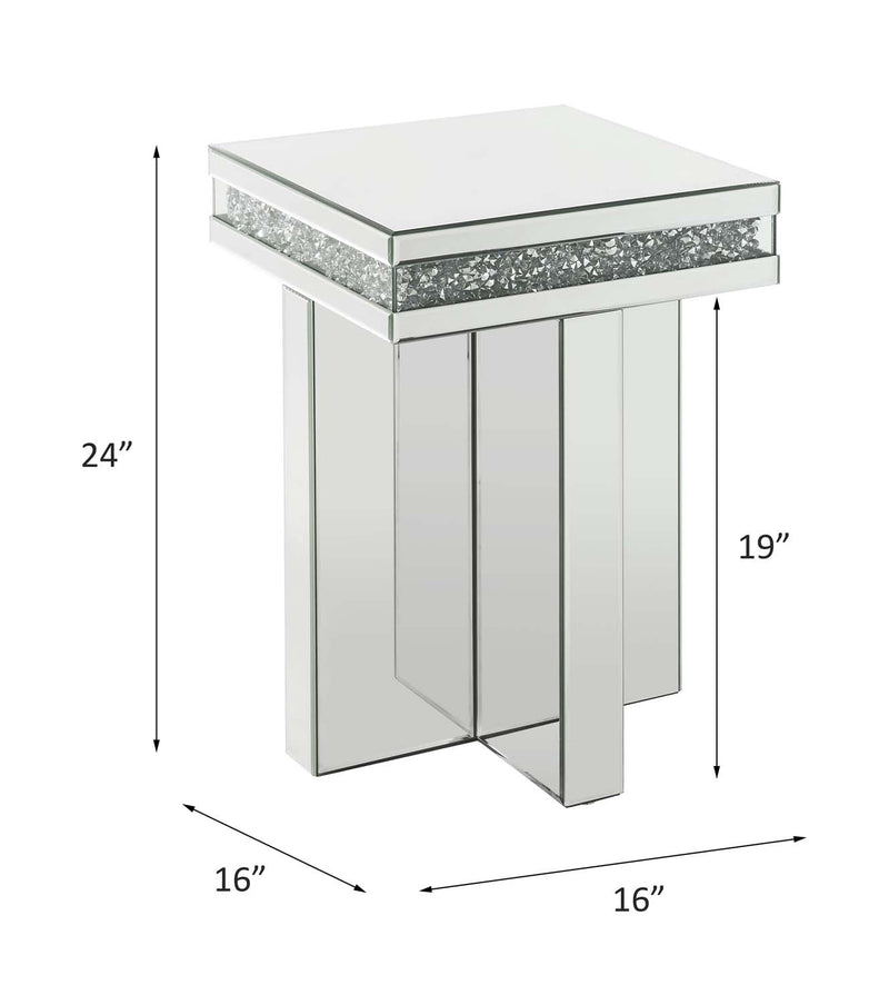Noralie End Table, Mirrored & Faux Diamonds Acme