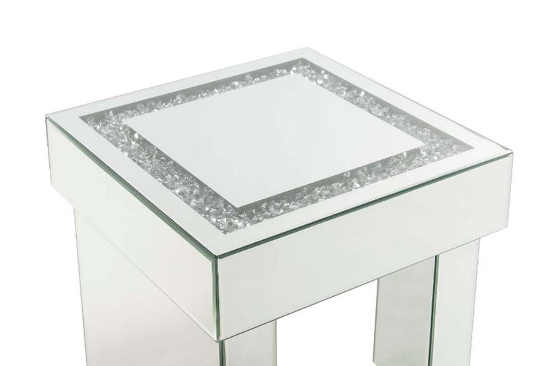 Noralie End Table, Mirrored & Faux Diamonds Acme