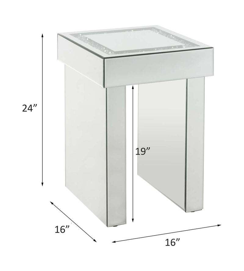 Noralie End Table, Mirrored & Faux Diamonds Acme