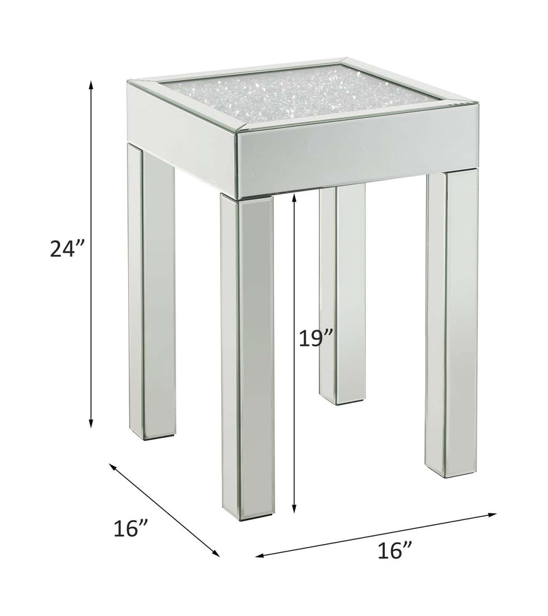Noralie End Table, Mirrored & Faux Diamonds Acme
