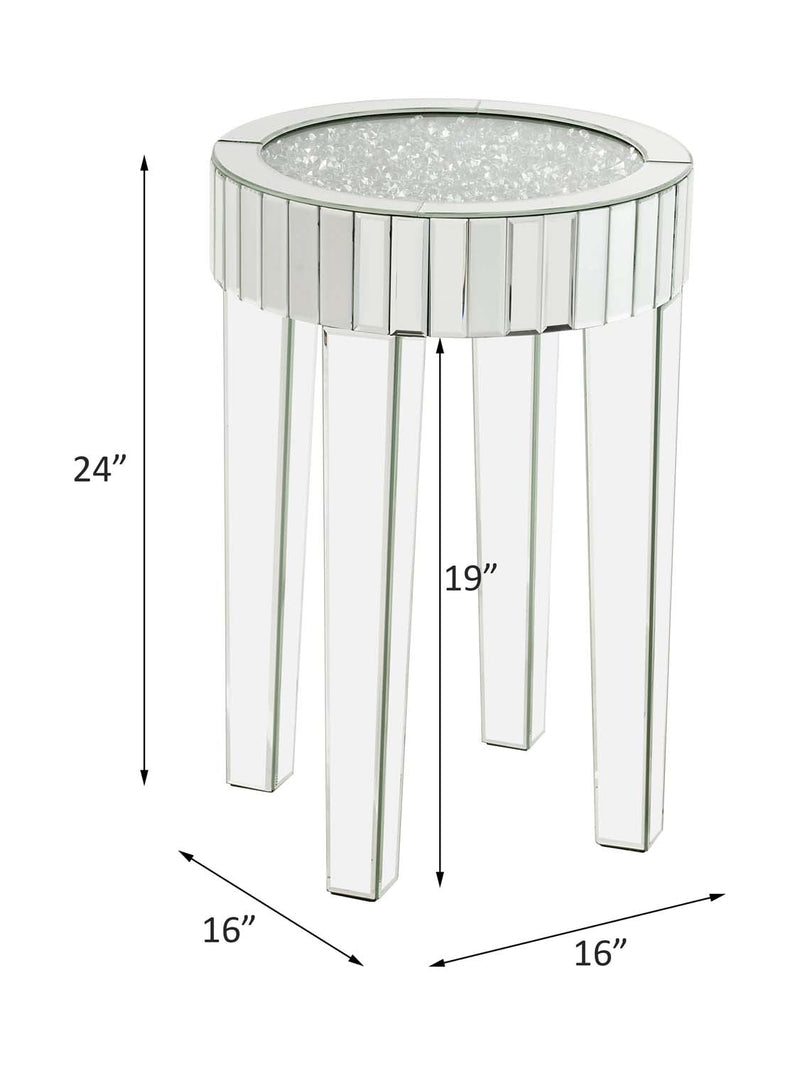 Noralie End Table, Mirrored & Faux Diamonds Acme