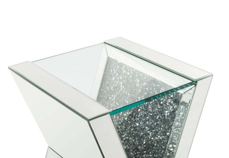 Noralie End Table, Clear Glass, Mirrored & Faux Diamonds Acme