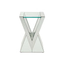 Noralie End Table, Clear Glass, Mirrored & Faux Diamonds Acme