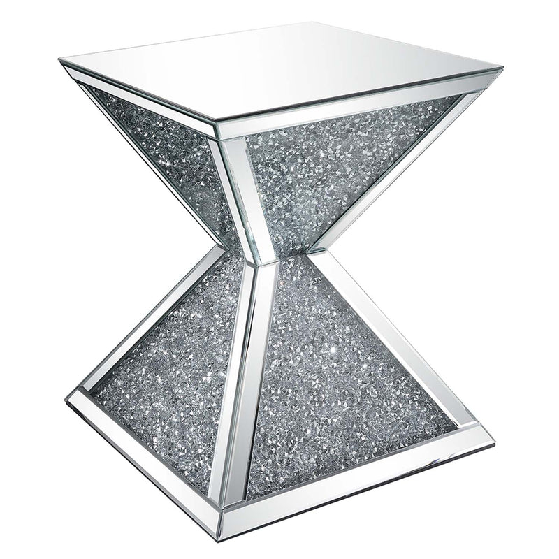 Noralie End Table, Mirrored & Faux Diamonds Acme