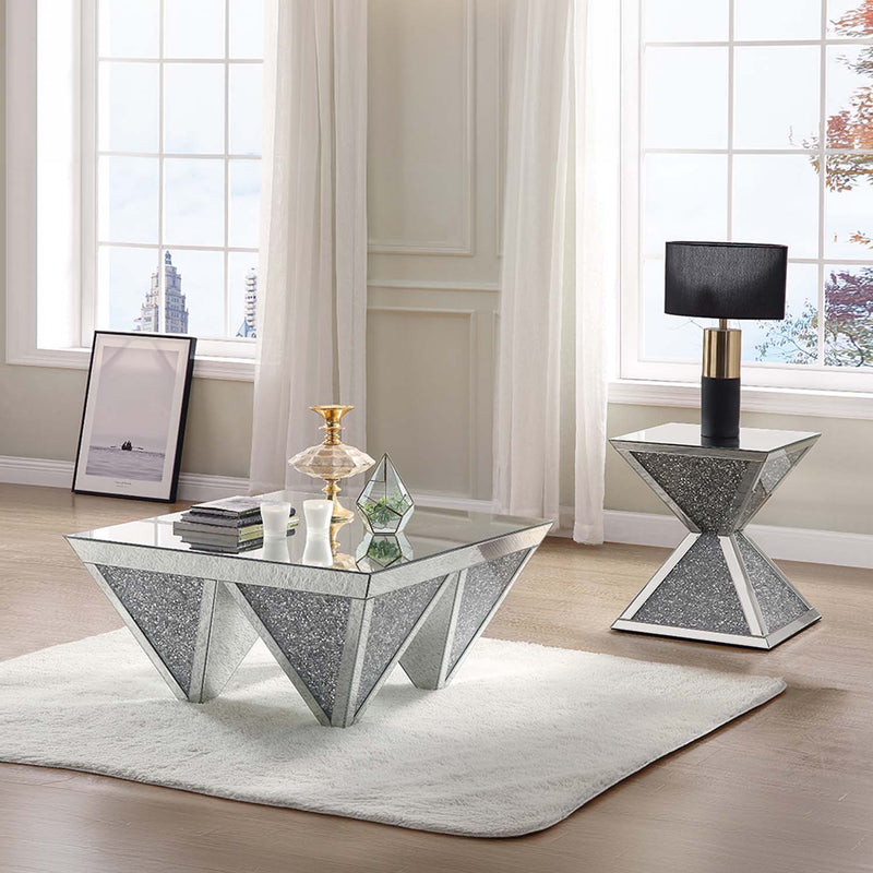Noralie End Table, Mirrored & Faux Diamonds Acme