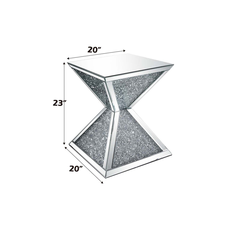 Noralie End Table, Mirrored & Faux Diamonds Acme