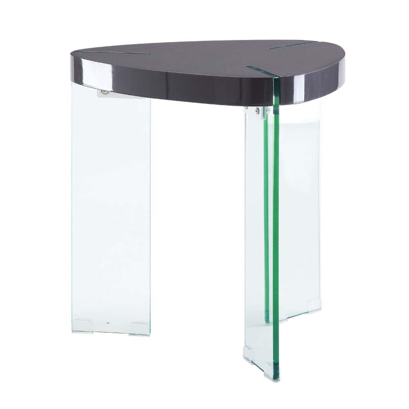 Noland End Table, Clear Glass & Gray High Gloss Finish Acme