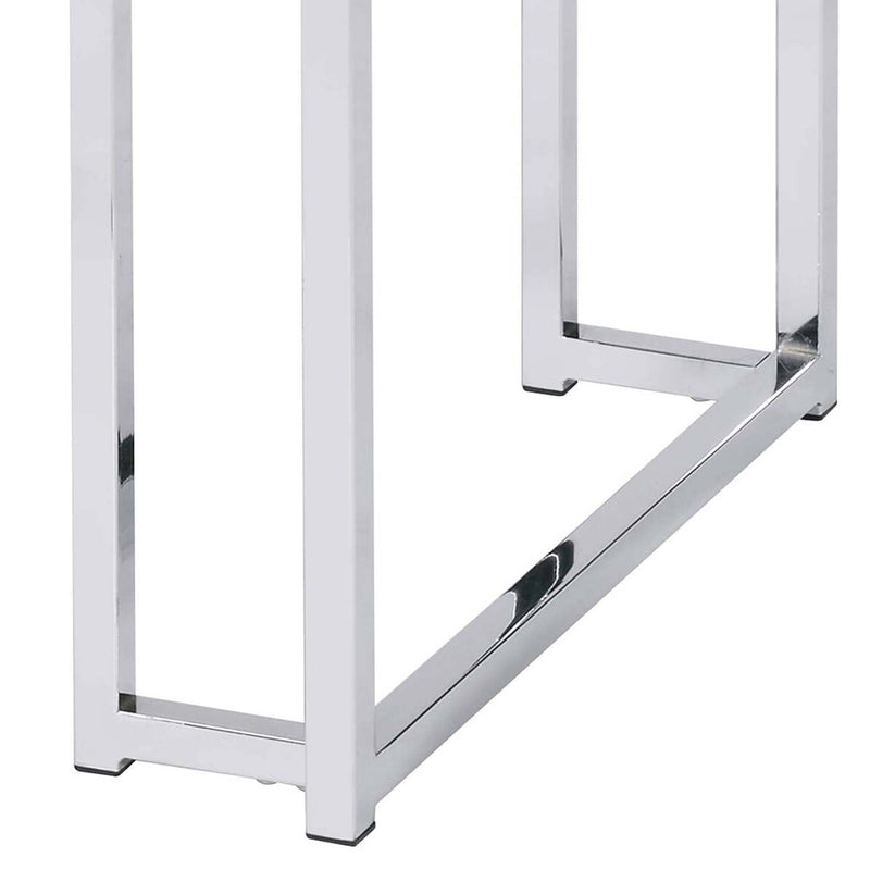 Chafik End Table, Natural Oak & Chrome Finish Acme