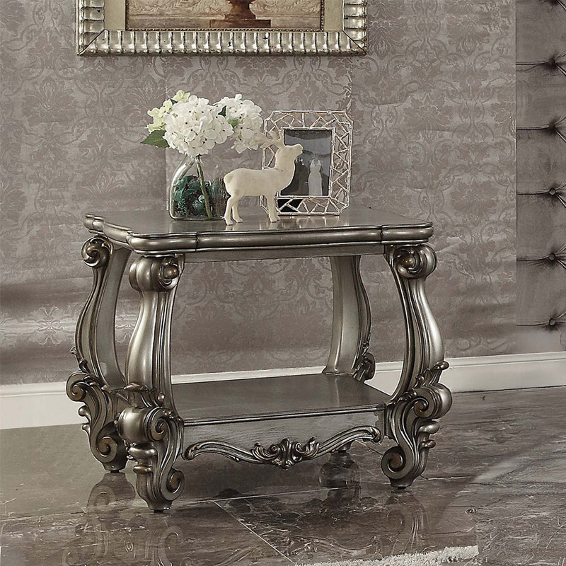 Versailles End Table, Antique Platinum Finish Acme