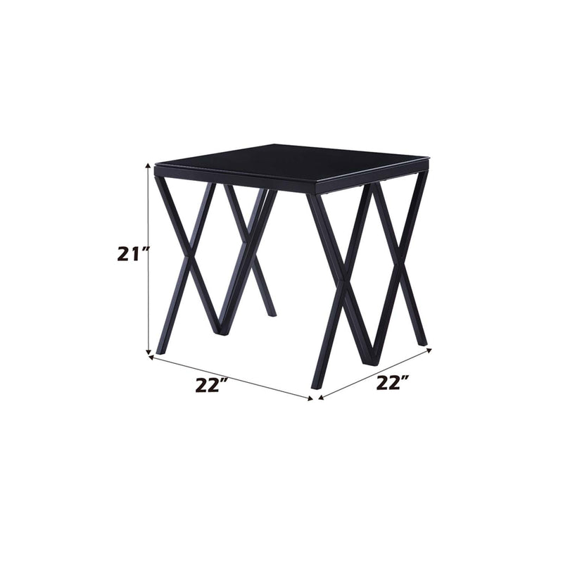 Magenta End Table, Glass Top & Black Finish