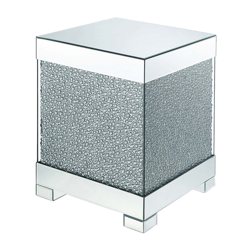 Mallika End Table, Mirrored & Faux Round Crystals