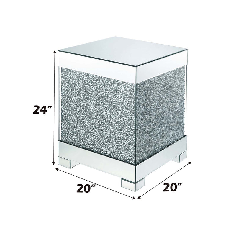 Mallika End Table, Mirrored & Faux Round Crystals