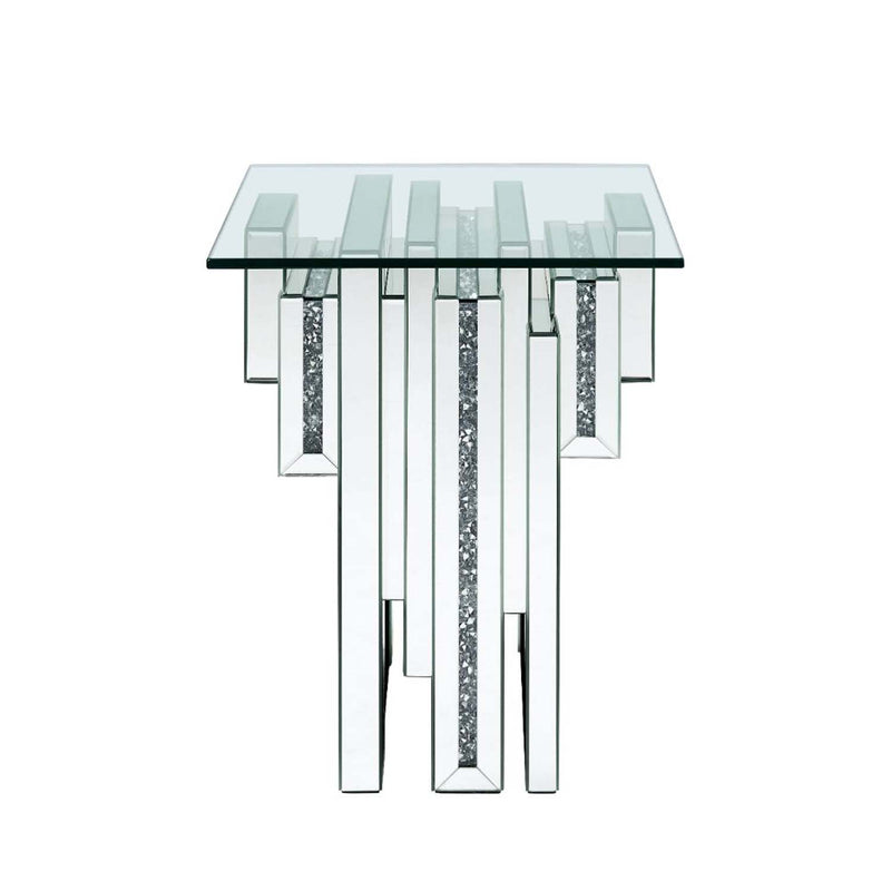 Lotus End Table, Mirrored & Faux Ice Cube Crystals