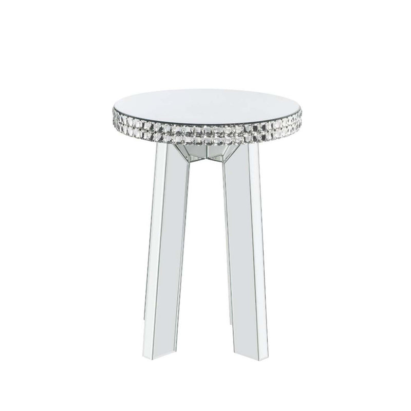 Lotus End Table, Mirrored & Faux Ice Cube Crystals
