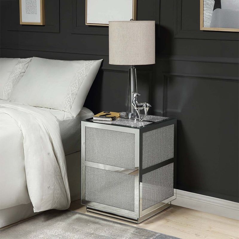 Noralie End Table, Mirrored & Faux Diamonds