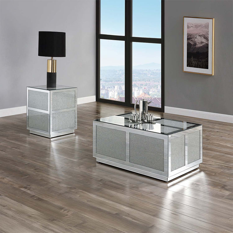 Noralie End Table, Mirrored & Faux Diamonds