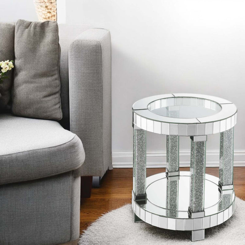 Noralie End Table, Mirrored & Faux Diamonds
