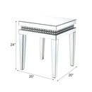 Lotus End Table, Mirrored & Faux Ice Cube Crystals Acme