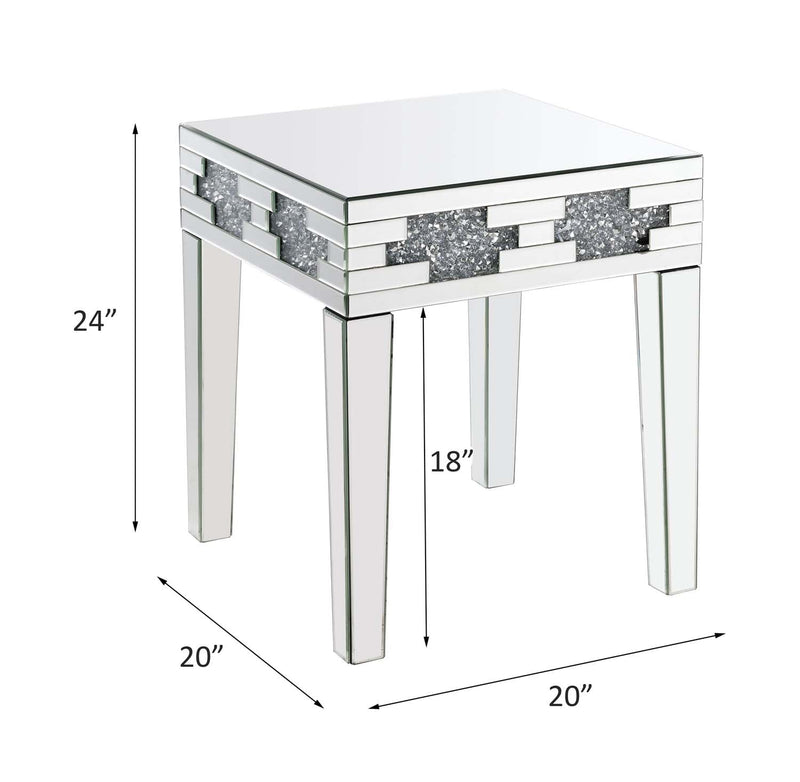 Noralie End Table, Mirrored & Faux Diamonds Acme