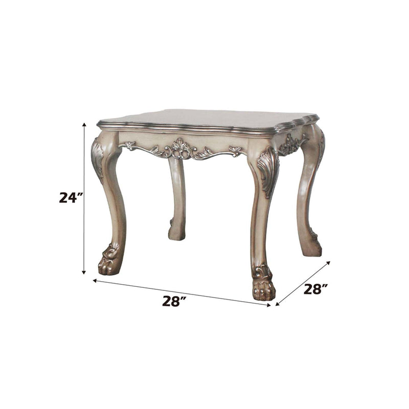 Dresden End Table, Vintage Bone White Finish Acme