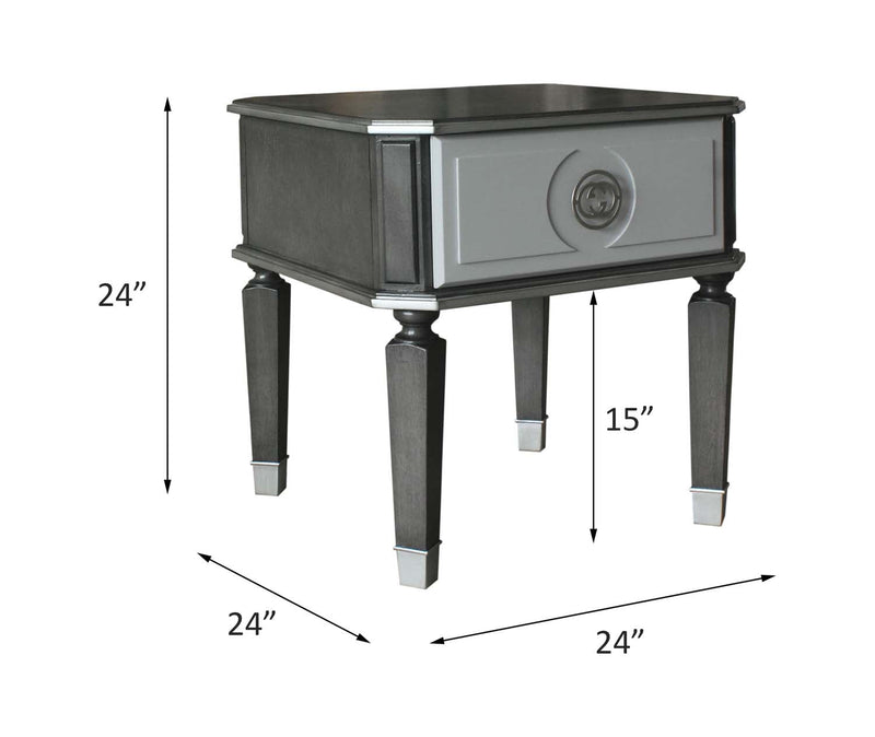 House Beatrice End Table, Charcoal & Light Gray Finish Acme